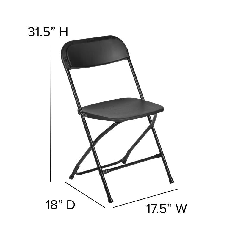 Flash Furniture Hercules Series Plastic Folding Chair - Black - 650LB Weight Capacity Comfortable Event Chair - Lightweight Folding Chair
