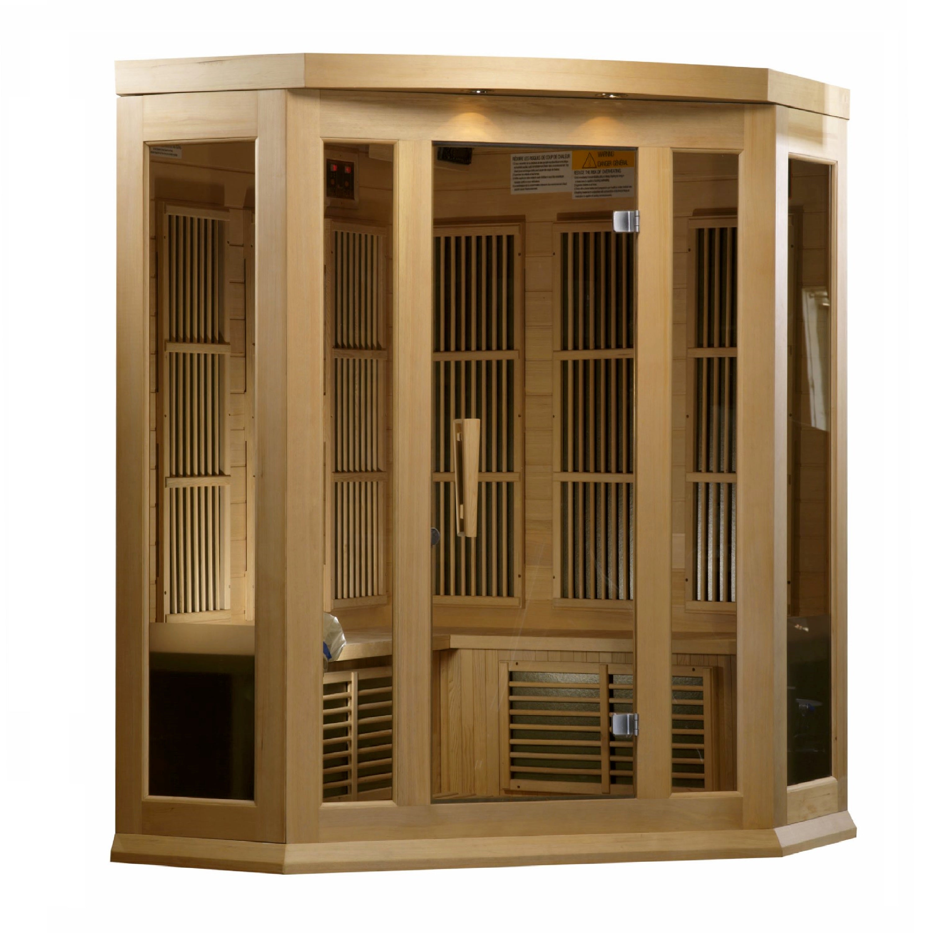 Maxxus 3 Per Low EMF FAR Infrared Carbon Corner Canadian Hemlock Sauna