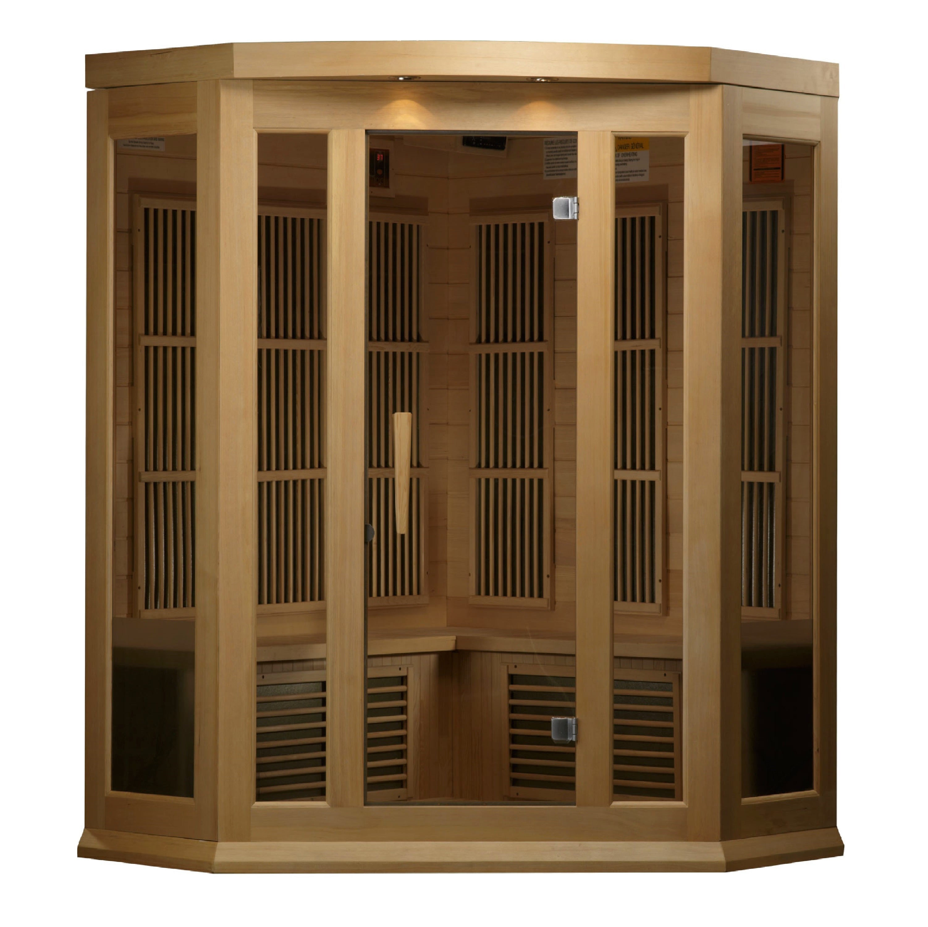 Maxxus 3 Per Low EMF FAR Infrared Carbon Corner Canadian Hemlock Sauna