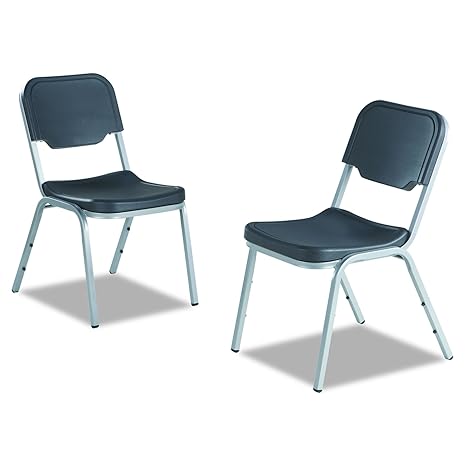 rough n ready stack chair supports up to 500 lb 17.5 inch seat height charcoal seat charcoal back silver base 4/carton