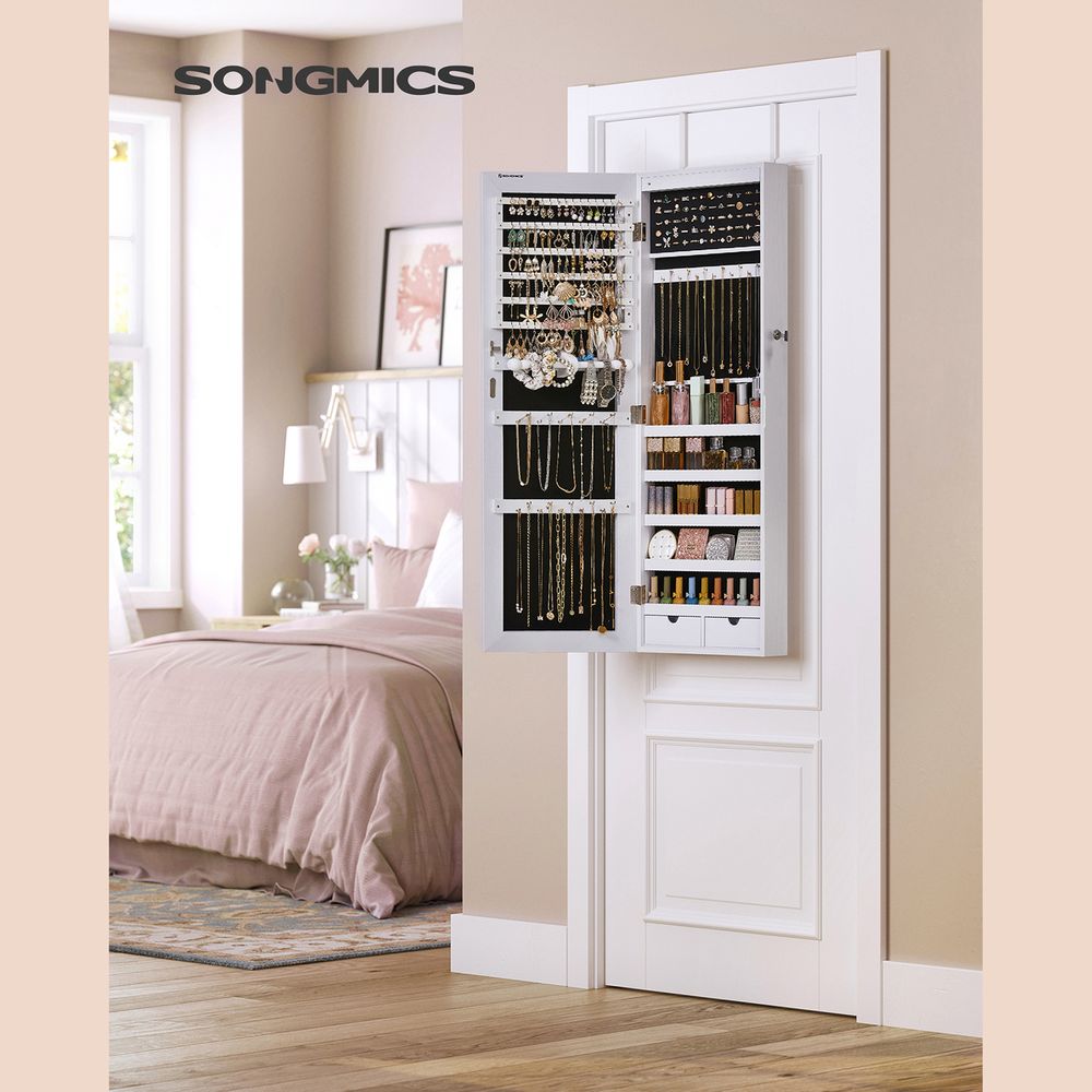 42.5"H White Wall-mounted Jewelry Armoire Cabinet