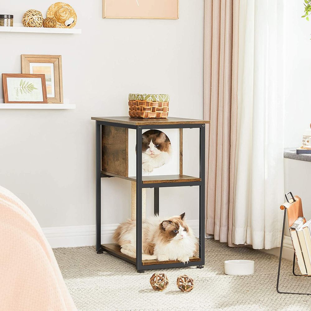Cat Tree and End Table Rustic Brown