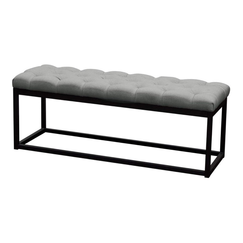 Mateo Black Powder Coat Metal Small Linen Tufted Bench by Diamond Sofa - Grey