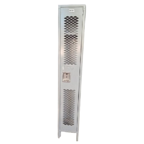 12 Inch Wide Single Tier Vented Metal Locker - 1 Wide - 6 Feet High - 12 Inches Deep - Gray - Unassembled