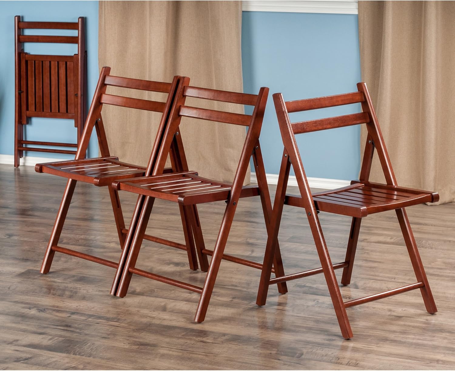 Robin 4-Pc Folding Chair Set Walnut