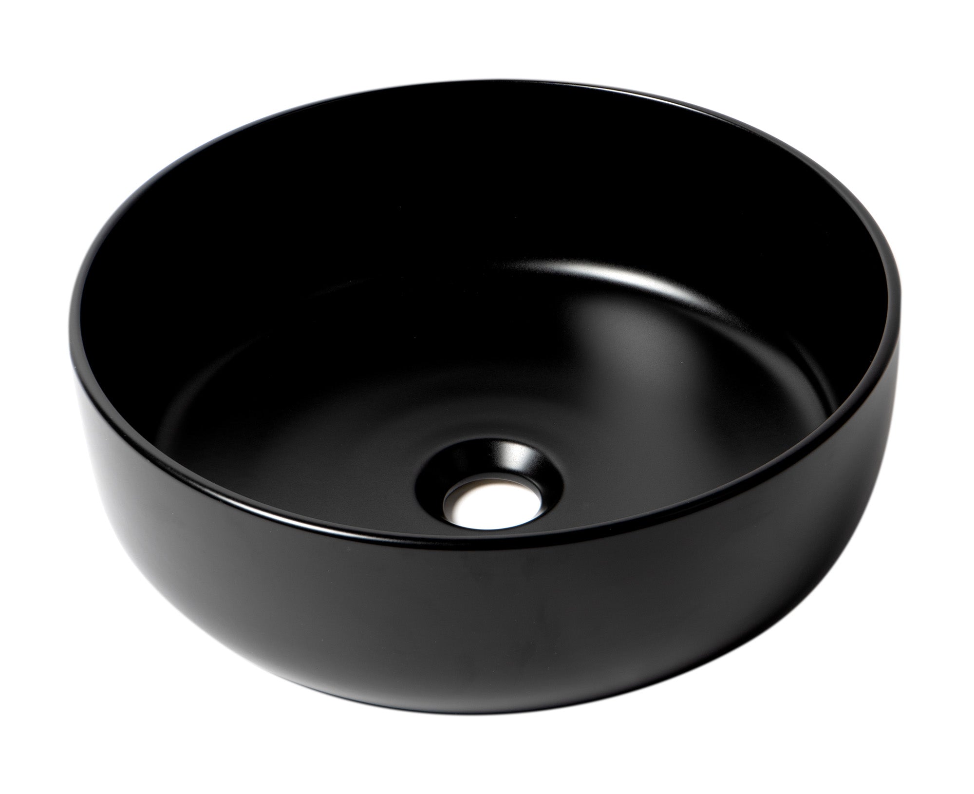 ALFI brand ABC907-BM Black Matte 15Inch Round Above Mount Ceramic Sink