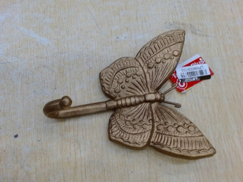 Cheungs Mythra Golden Butterfly Cast Iron Wall Hook - Handcrafted 5.75-inch - Elegant Gold Finish - Butterfly Design for Living Room