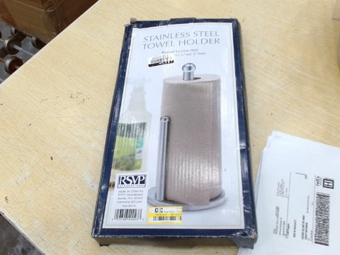 RSVP International Countertop Paper Towel Holder Kitchen Collection, Chrome, 6x13.75"