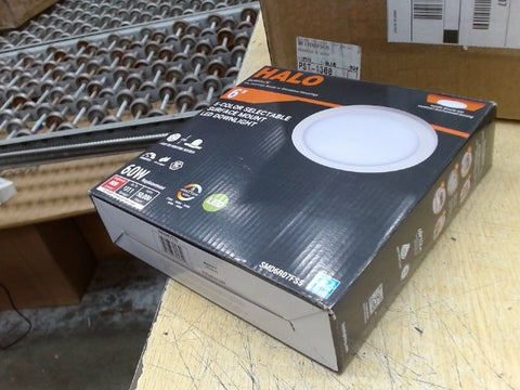 HALO 6 in Round Integrated LED Surface Mount Recessed Downlight Trim 6-Pack, Selectable CCT 2700K-5000K, Wet Rated for Shower and Outdoor Lighting Applications, Energy Star, White - SMD6R07FS5-6PK