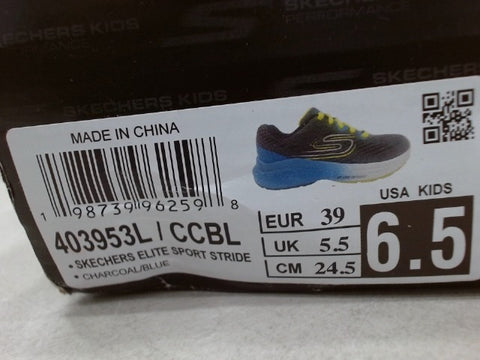 Skechers Kids Boys Skechers Elite Sport Stride Sneaker, Charcoal/Blue, 5.5 Big Kid