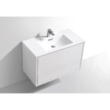 Kube DL24-GW DeLusso 24" High Glossy White Wall Mount Modern Bathroom Vanity