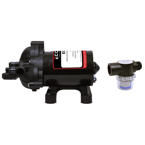 Eccotemp Luxé 3.0 GPM Portable Outdoor Tankless Water Heater w/ EccoFlo Diaphragm 12V Pump and Strainer