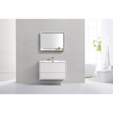 Kube DL24-GW DeLusso 24" High Glossy White Wall Mount Modern Bathroom Vanity