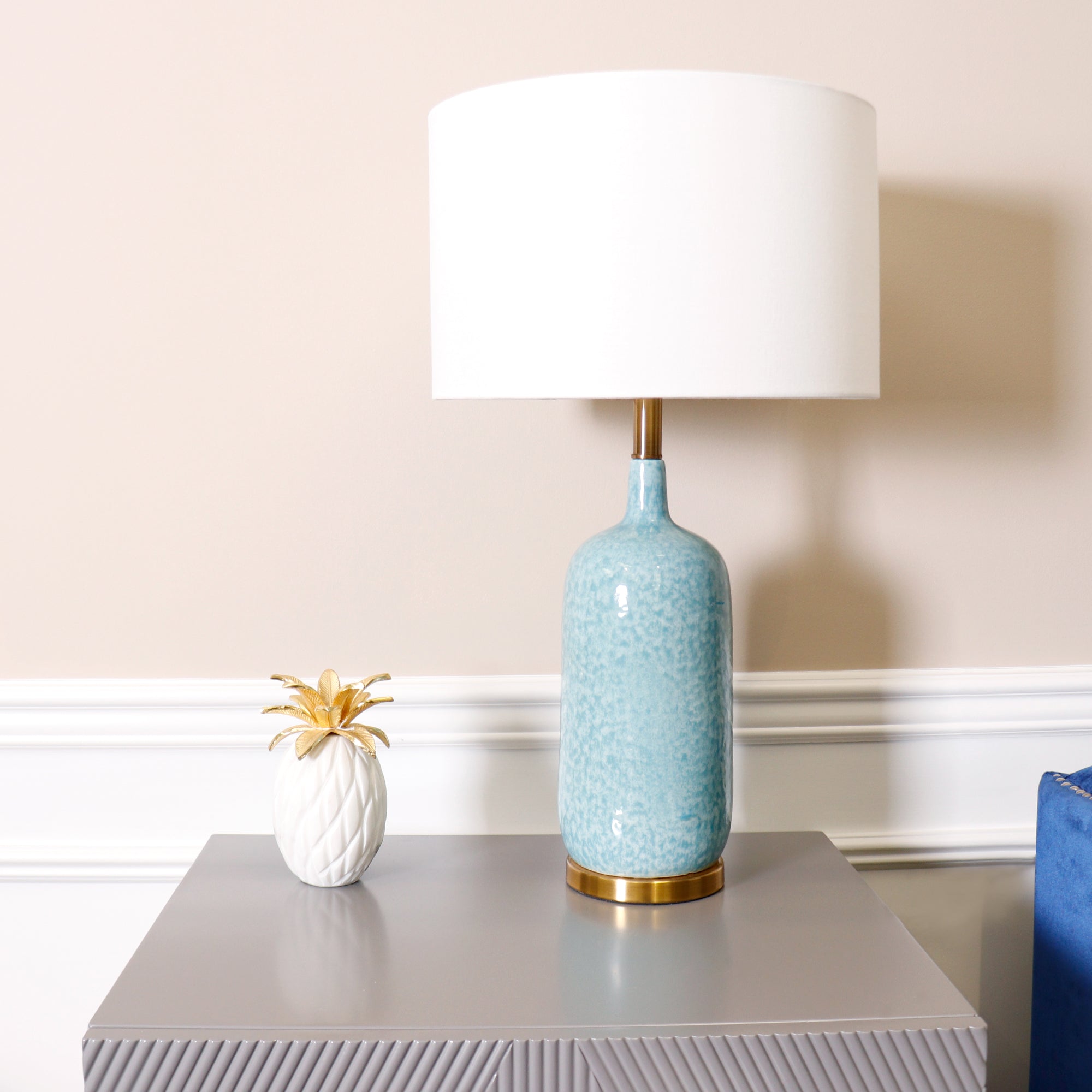 Pasargad Home Tucson Style Ceramic Blue/Gold Table Lamp H27 in