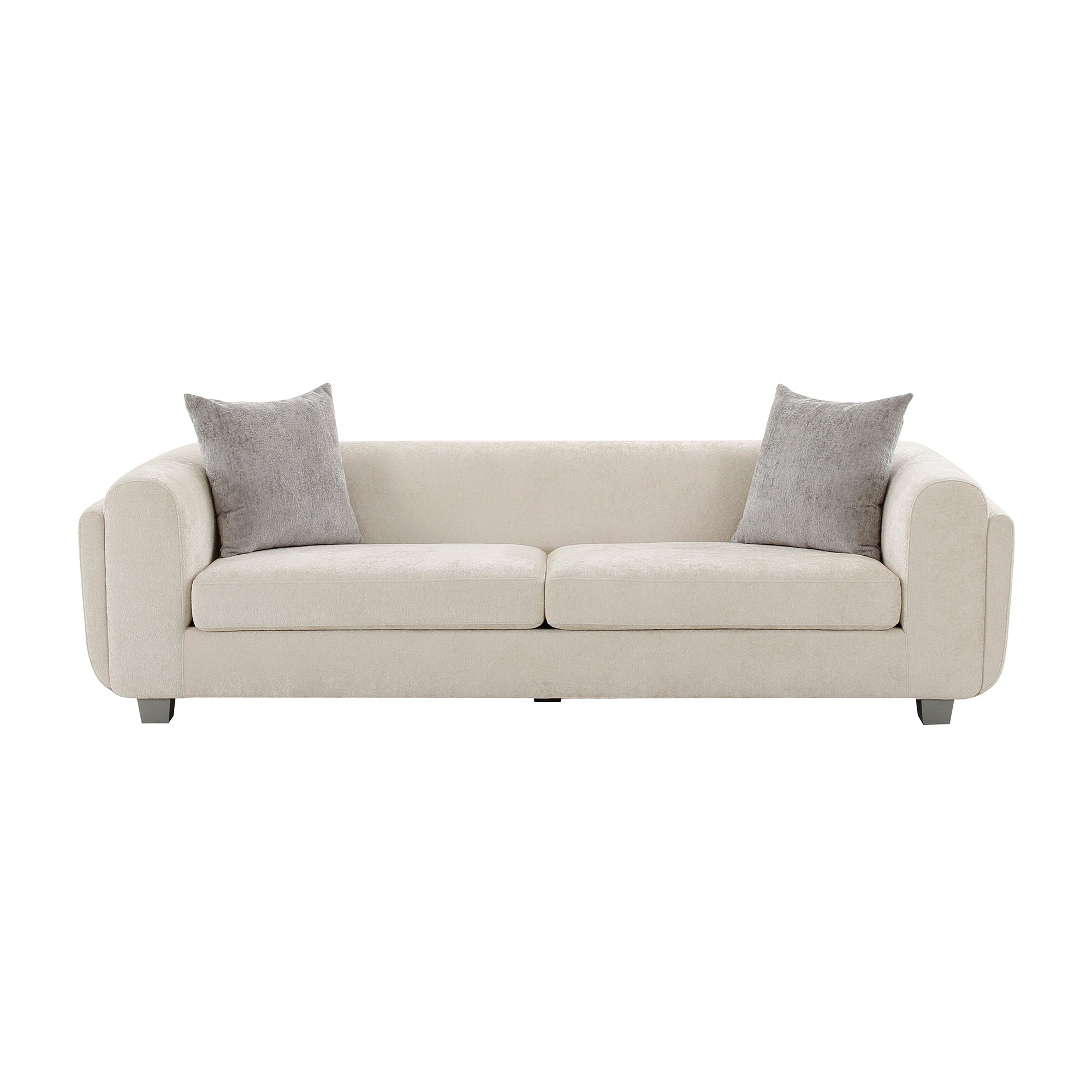 Pasargad Home Bergamo Ivory Fabric Sofa with 2 Pillows Included