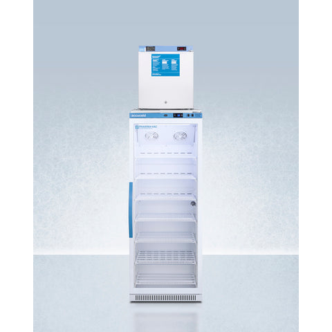 Summit Appliance ARG12PV-FS24LSTACKMED2 Stacked Combination of ARG12PV All-Refrigerator with FS24LMED2 All-Freezer Silver-ion Handle Hospital grade Cord with Green Dot Plug Manual Defrost