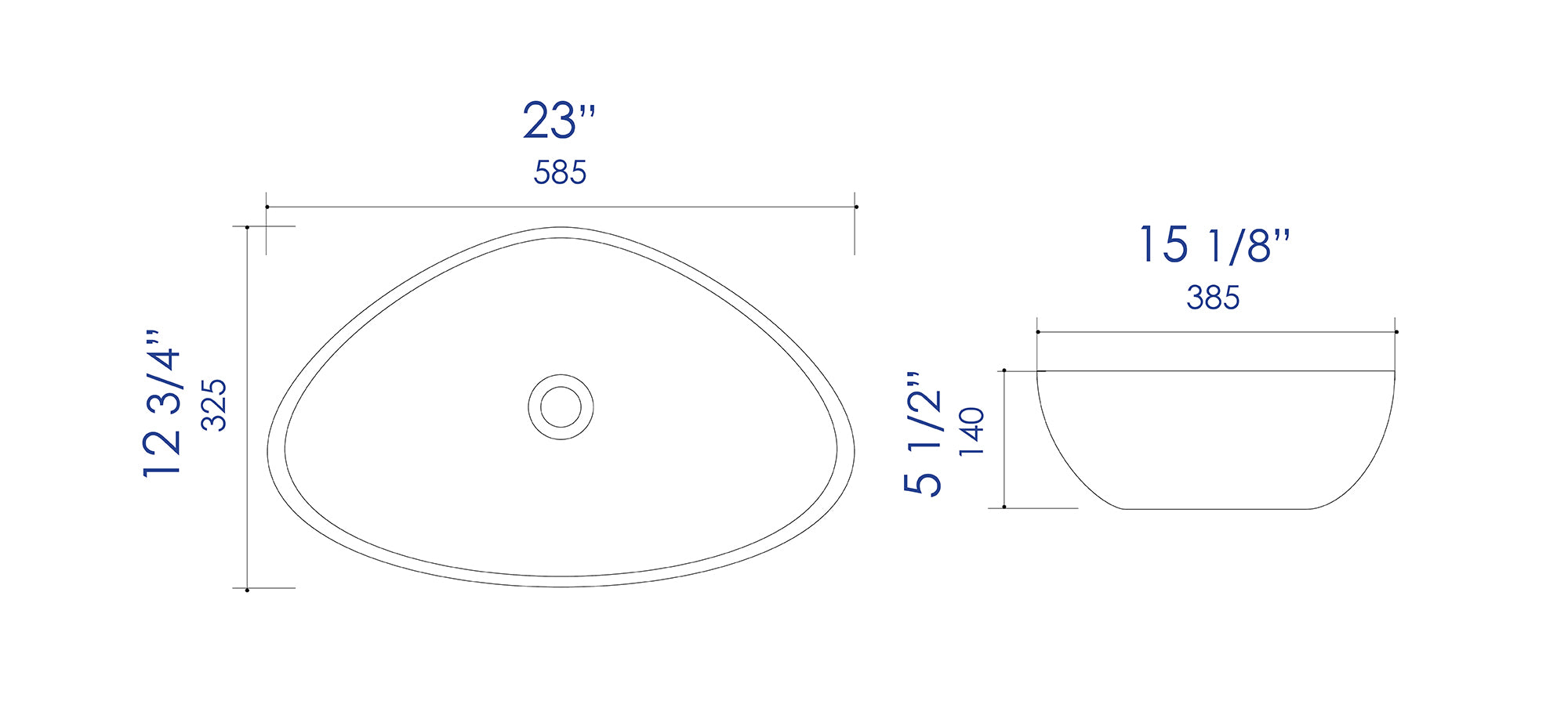 ALFI brand ABC914 White 23Inch Fancy Above Mount Ceramic Sink