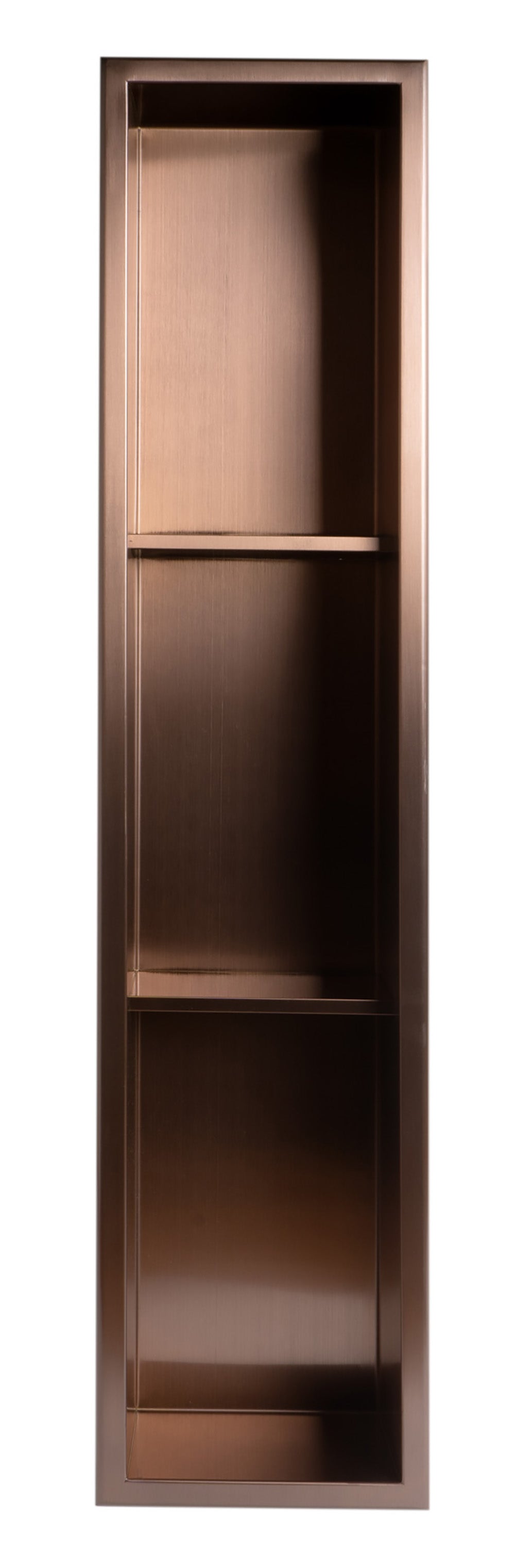 ALFI brand ABNP0836-BC 8Inch x 36Inch Brushed Copper PVD Stainless Steel Vertical Triple Shelf Shower Niche