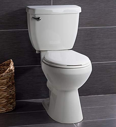 Miseno Two-Piece High Efficiency Toilet With Round Chair Height Bowl Molded Seat Trip Lever And Wax Ring (1.28 Gpf) White