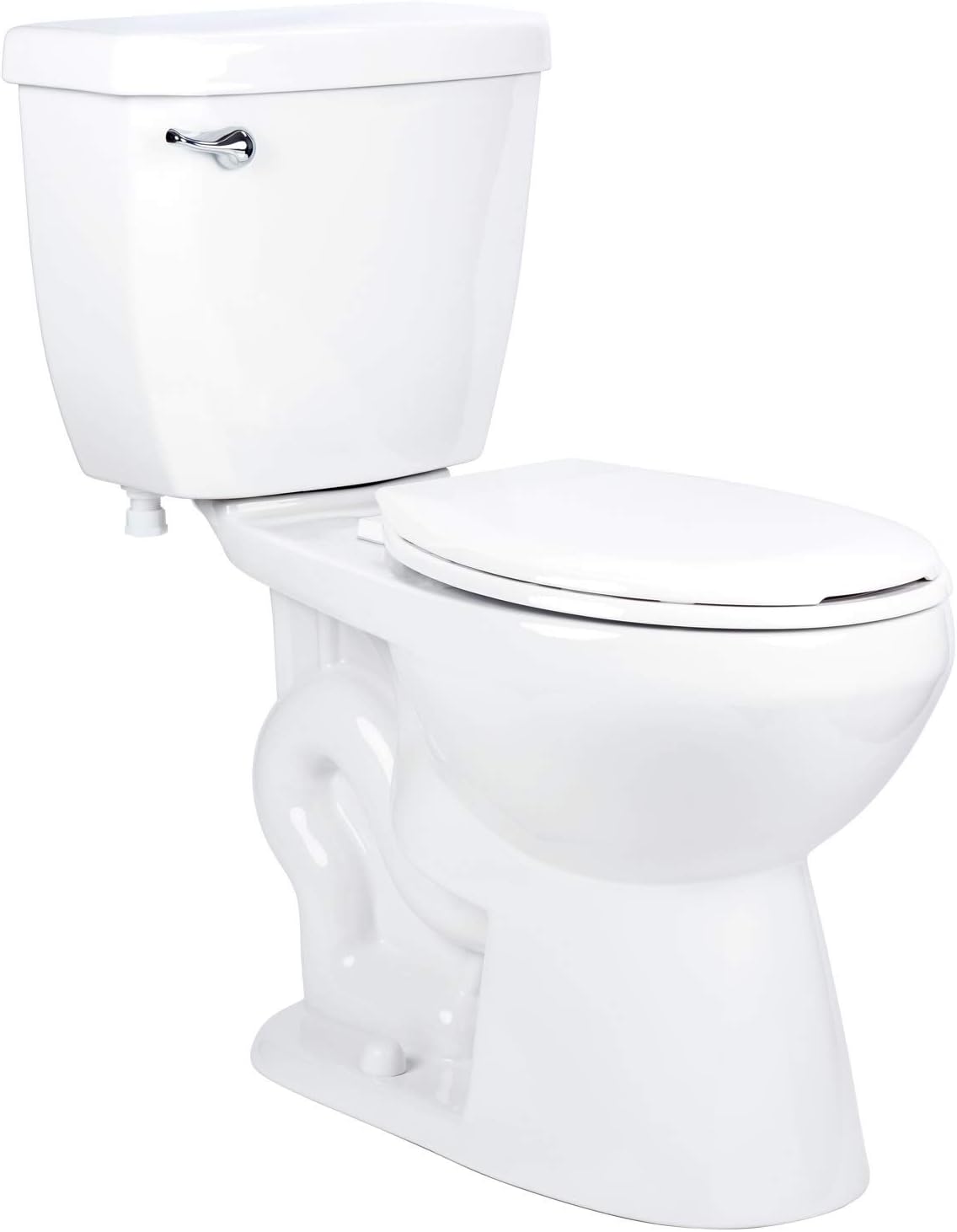 Miseno Two-Piece High Efficiency Toilet With Round Chair Height Bowl Molded Seat Trip Lever And Wax Ring (1.28 Gpf) White