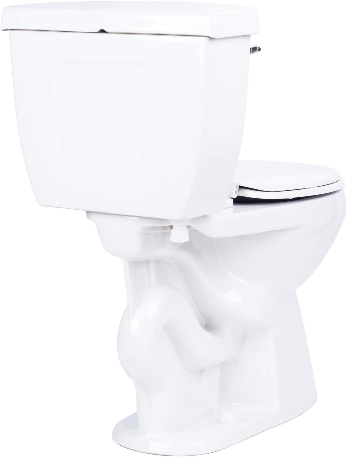 Miseno Two-Piece High Efficiency Toilet With Round Chair Height Bowl Molded Seat Trip Lever And Wax Ring (1.28 Gpf) White