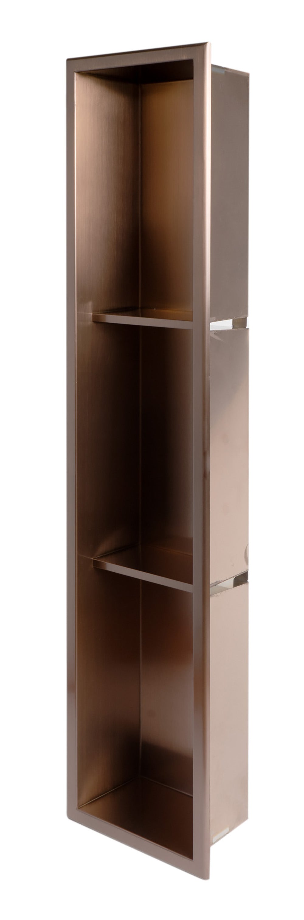 ALFI brand ABNP0836-BC 8Inch x 36Inch Brushed Copper PVD Stainless Steel Vertical Triple Shelf Shower Niche