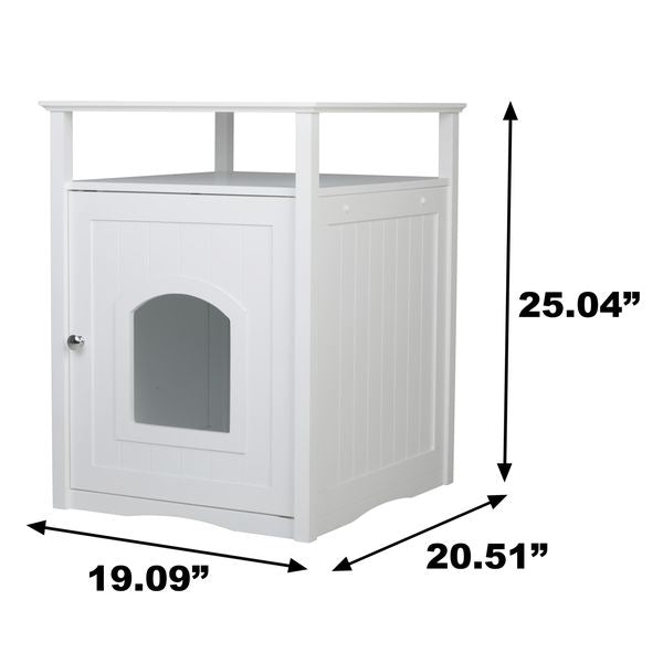 Cat Washroom Litter Box Cover / Night Stand Pet House  White