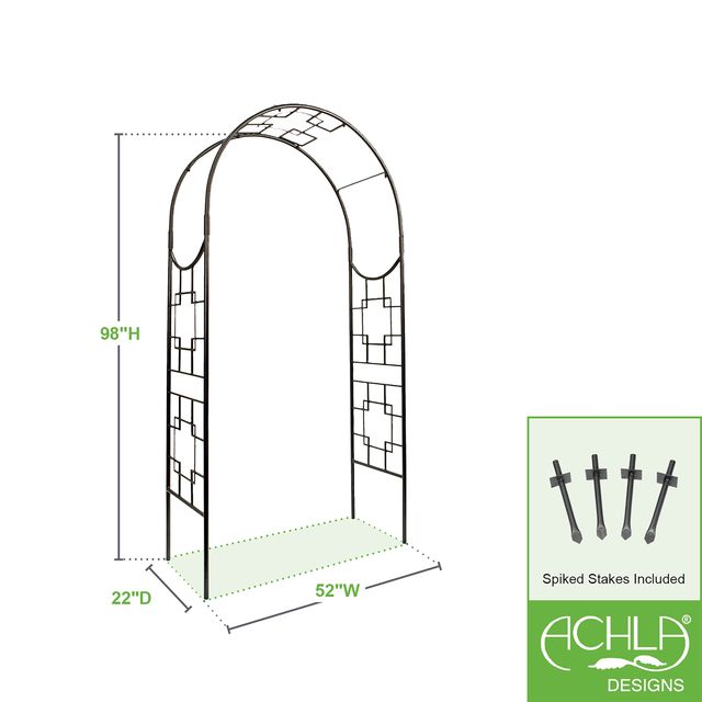 Achla Designs ARB-25 Squares Arbor Garden Arch, Graphite