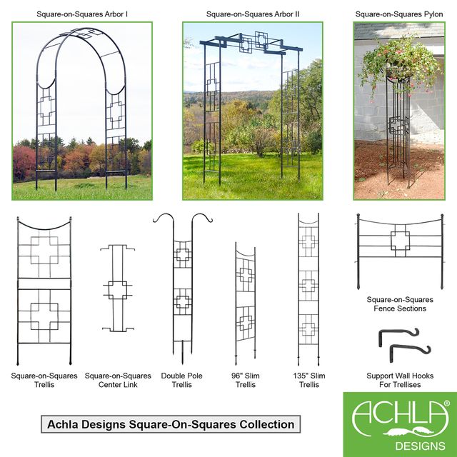 Achla Designs ARB-25 Squares Arbor Garden Arch, Graphite