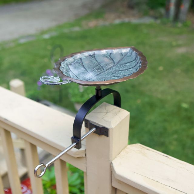 Aspen Leaf Birdbath- Over Rail Bracket