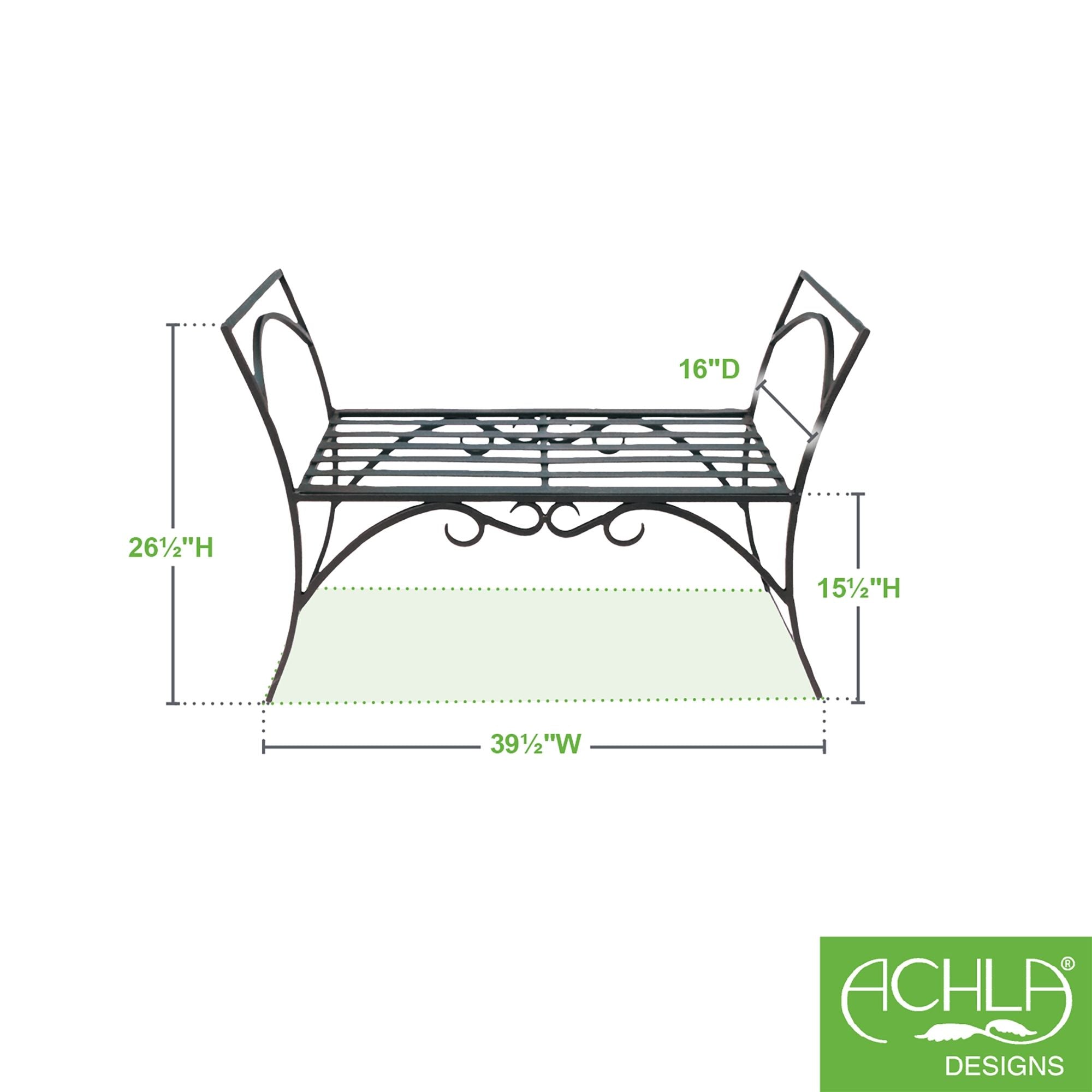 Achla Designs Wrought Iron Decorative Garden Arbor Bench