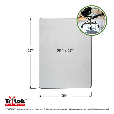 Cleartex® TrYlok® Vinyl Rectangular Chair Mat for Low Pile Carpets up to 1/4" - 29" x 47"