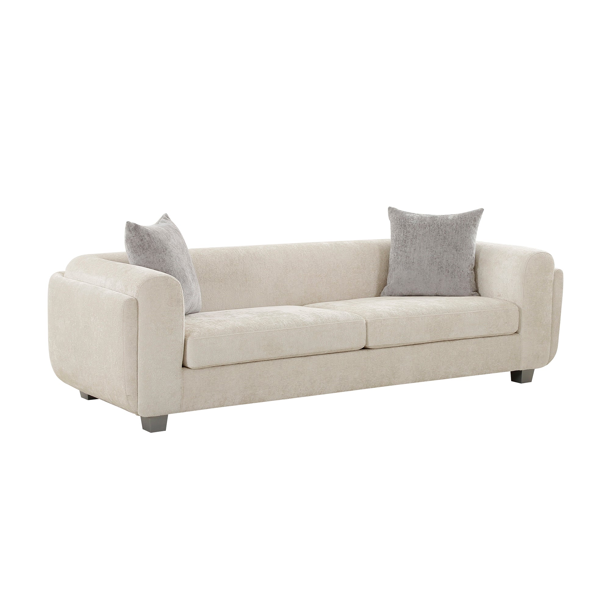 Pasargad Home Bergamo Ivory Fabric Sofa with 2 Pillows Included