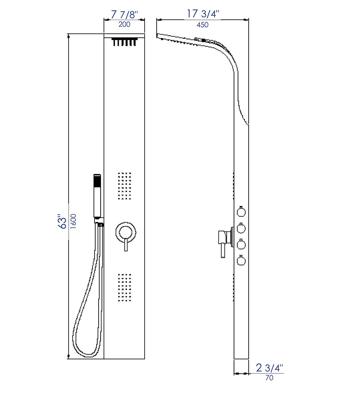 ALFI brand ABSP30 Stainless Steel Shower Panel with 2 Body Sprays