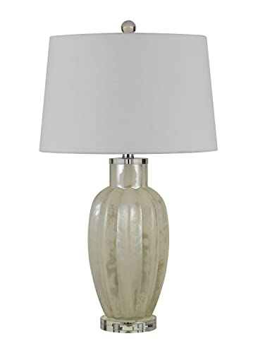 Rovigo Glass Table Lamp With Hardback Fabric Shade (Sold And Priced As Pairs)
