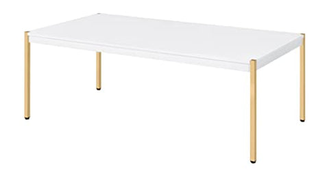 Acme Furniture Otrac Coffee Table, White, Gold