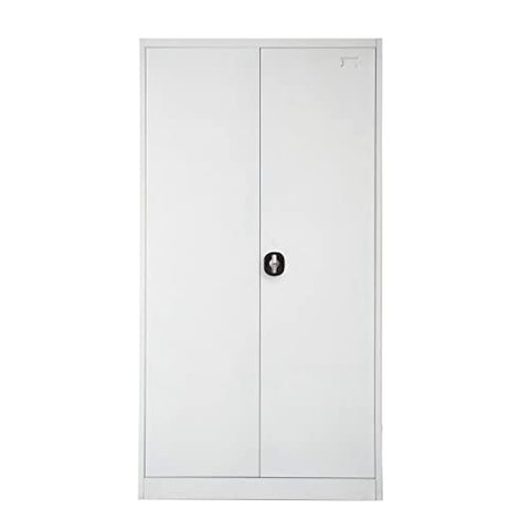 2-Door Metal Closet with Safe & Mirror with Key Lock Entry by Diamond Sofa - Off White