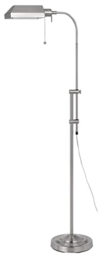 100W Pharmacy Floor Lamp W/Adjust Pole - Brushed Steel