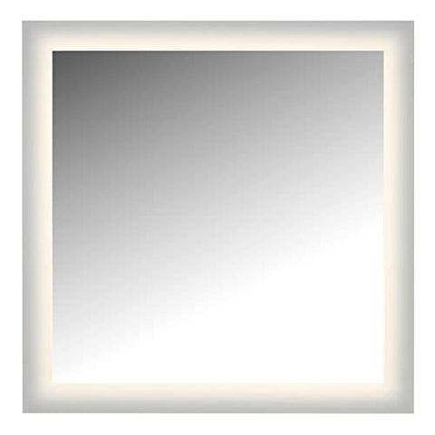 LED Lighted Mirror Wall Glow Style With Frosted Glass To The Edge, 36 X 36 With Easy Cleat System