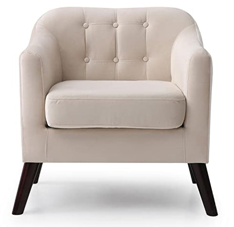 Ventura Beige Velvet Button Tufted Accent Chair