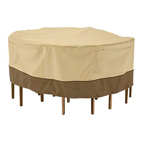 Classic Accessories Veranda Water-Resistant 82 Inch Round Patio Table &amp; Chair Set Cover, Outdoor Table Cover