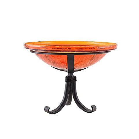 12 Mandarin Crackle Birdbath- Tripod Stand