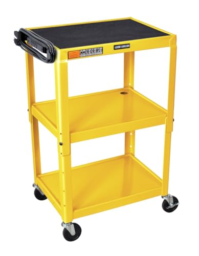 Adjustable-Height Steel Utility Cart - Yellow - Yellow