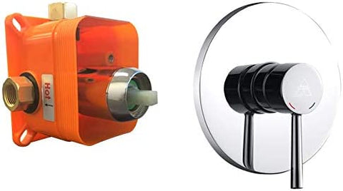 Aqua Rondo by KubeBath 1-Way Rough-In Shower Valve With Cover Plate, Handle and Diverter