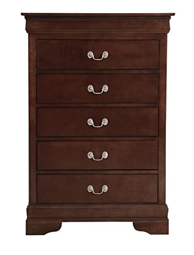 Louis Phillipe Cappuccino 5 Drawer Chest of Drawers (33 in L. X 18 in W. X 48 in H.)