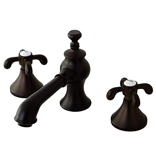 Kingston Brass KC7065TX Widespread Lavatory Faucet with Brass Pop-Up, 5-5/8 inch In Spout Reach, Oil Rubbed Bronze