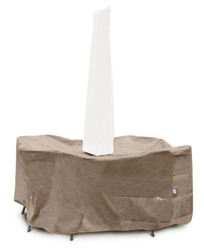 KoverRoos III 31261 80-Inch Round Table High Back Dining Set Cover with Umbrella Hole, 114-Inch Diameter by 36-Inch Height, Taupe