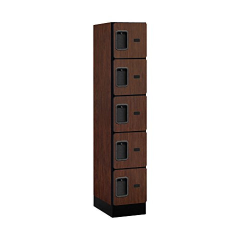 12Inches  Wide Five Tier Box Style Designer Wood Locker - 1 Wide - 5 Feet High - 18 Inches Deep - Mahogany
