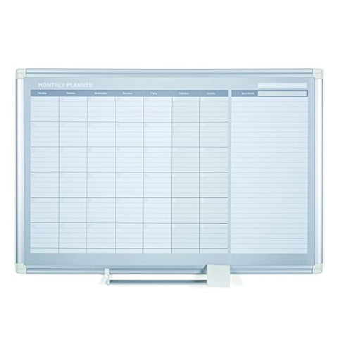 MasterVision Magnetic Steel Dry-Erase Monthly Planner 24 Inches x 36 Inches Aluminum Frame