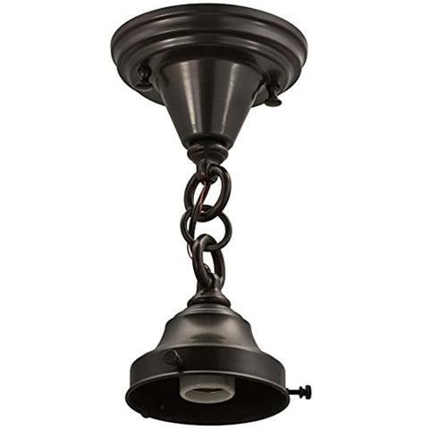 5InchW Revival Craftsman Brown on Brass 1 LT Flushmount Hardware